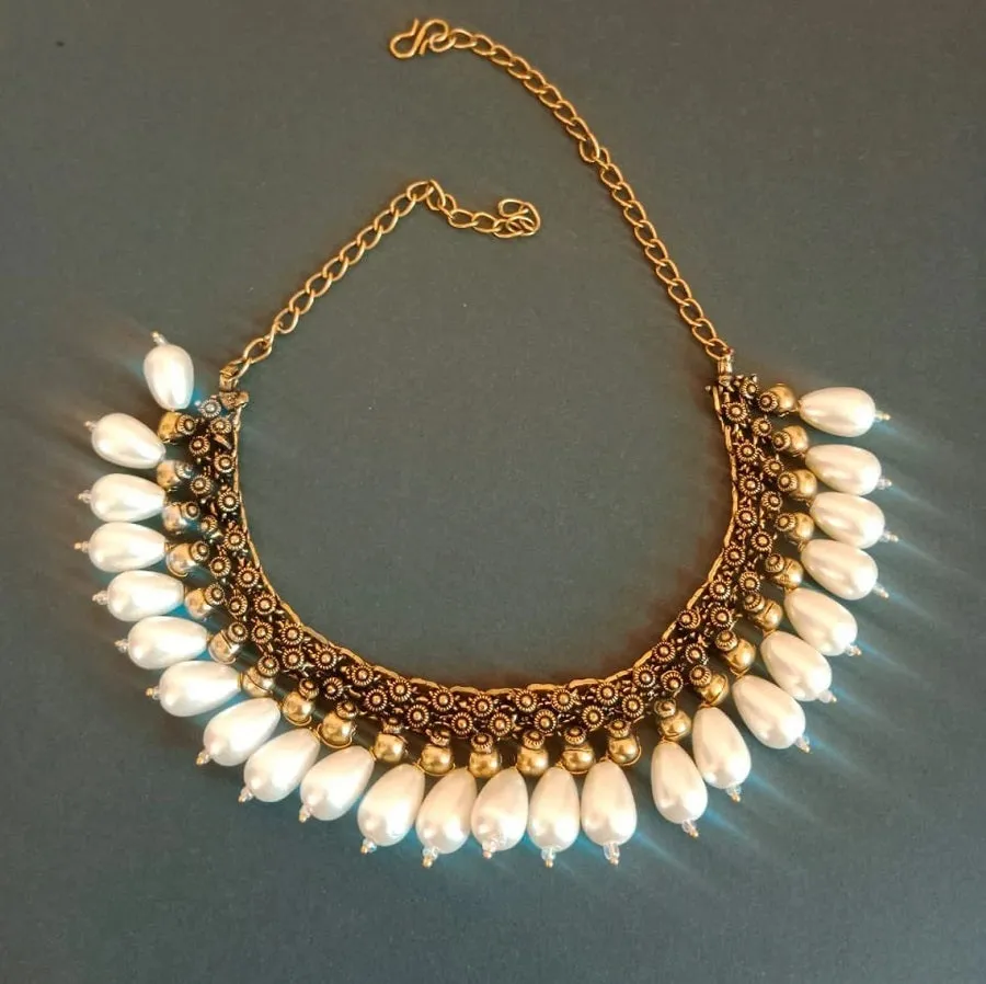 Statement Collar Choker Necklace With Pearls