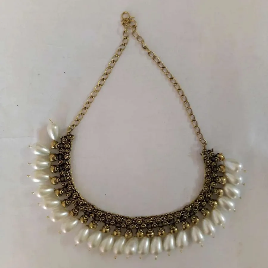 Statement Collar Choker Necklace With Pearls