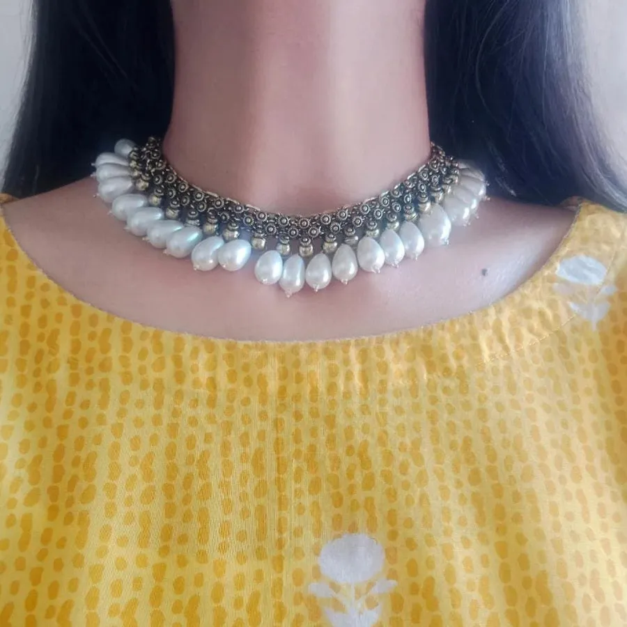 Statement Collar Choker Necklace With Pearls