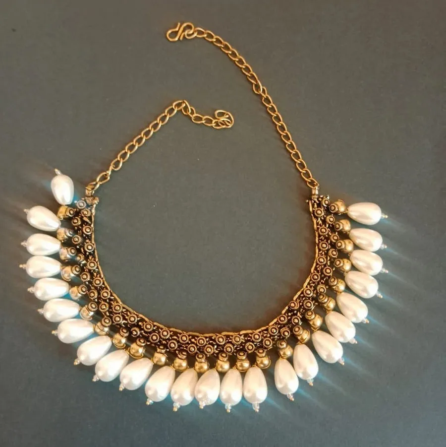 Statement Collar Choker Necklace With Pearls