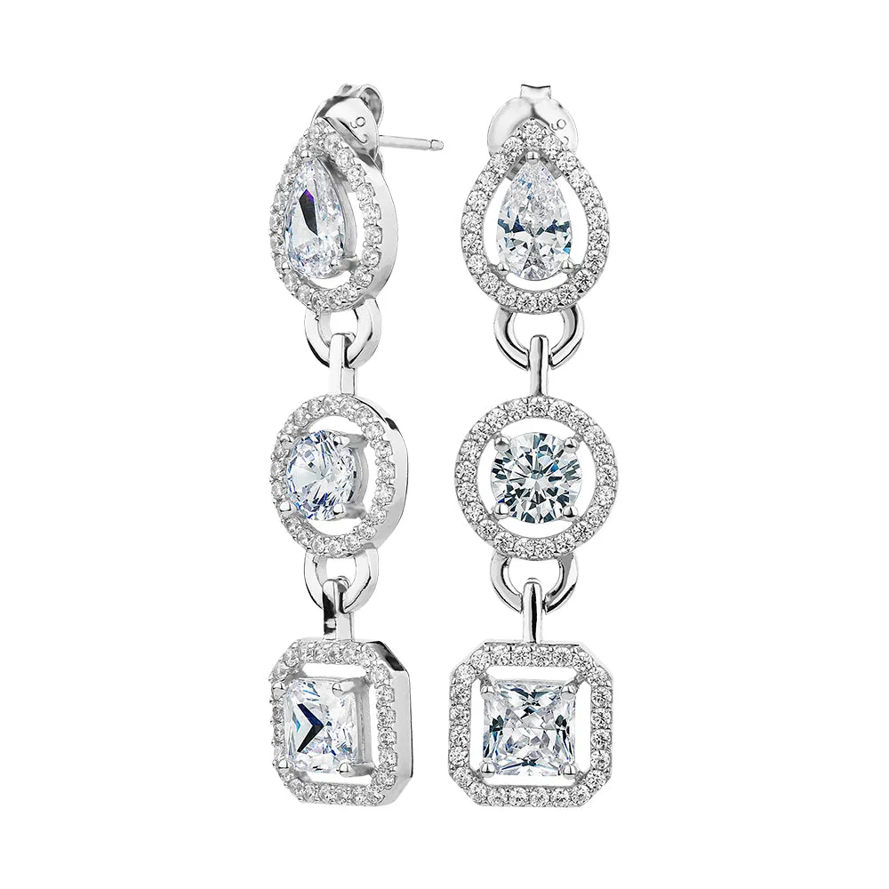 Statement earrings with 7.1 carats* of diamond simulants in sterling silver