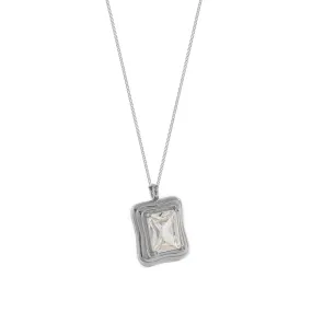 Stella Emerald Cubic Necklace -Silver