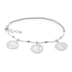 Sterling Silver 18cm 2cm 3 Coin Bracelet