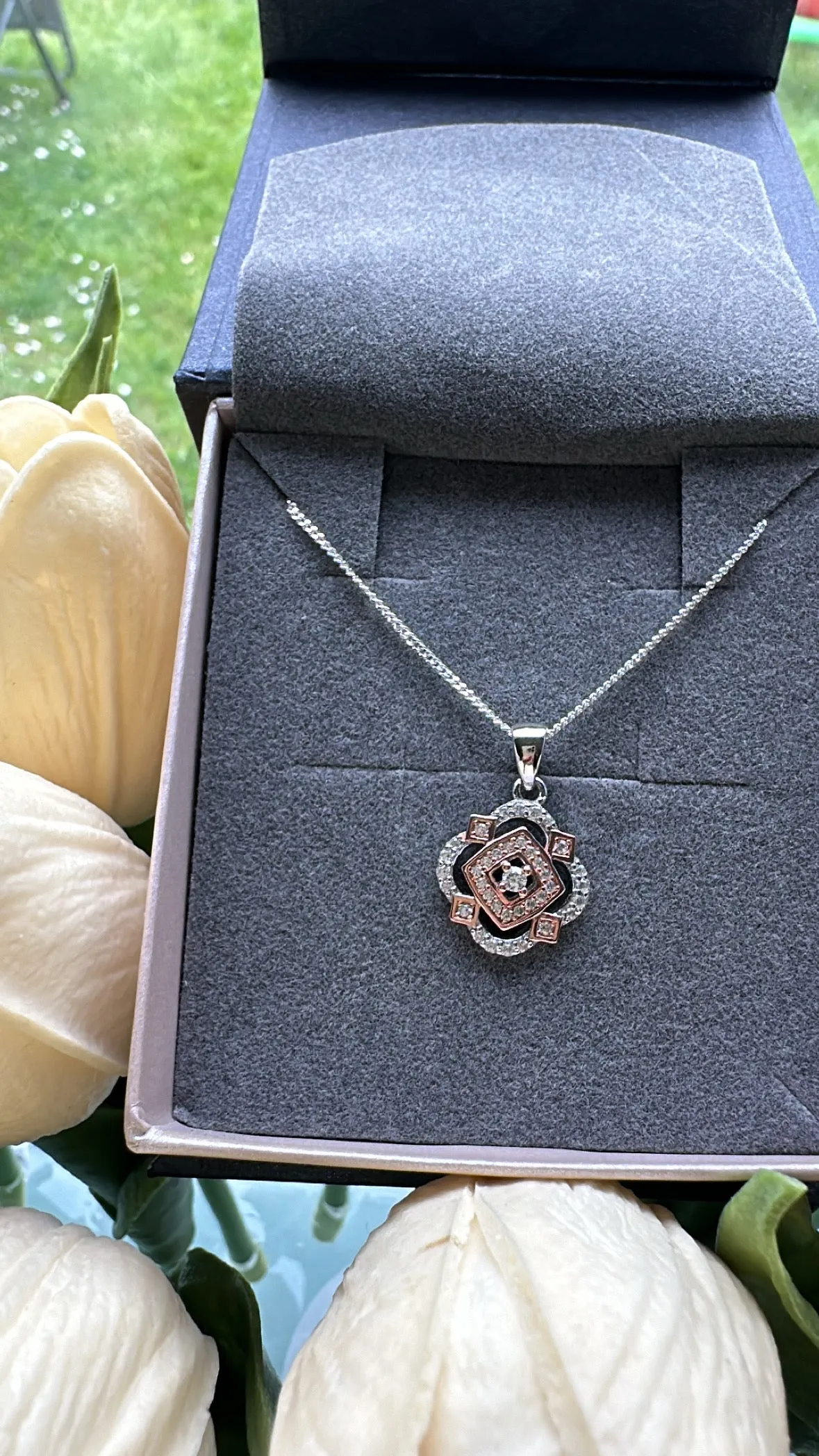 Sterling Silver Rose Gold Pendant and Chain