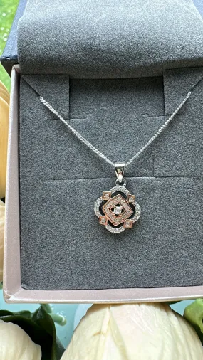 Sterling Silver Rose Gold Pendant and Chain