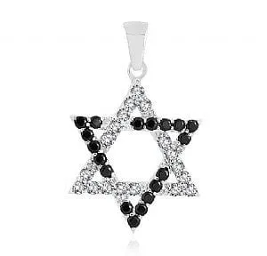 Sterling Silver Star of David Pendant - Pave Stone Setting