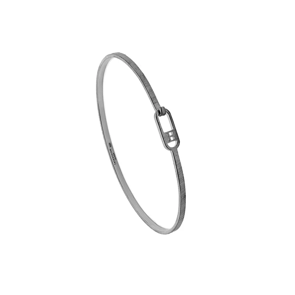 Sterling Silver T Bangle with Black Rhodium Finish