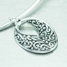 Sterling Silver 'Vintage' Oval Pendant