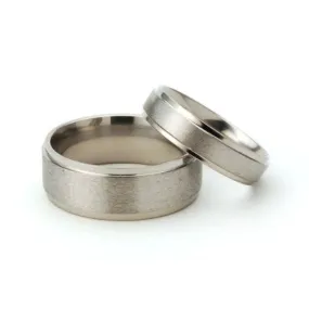 Stone Finish Titanium Wedding Rings, Ring Set