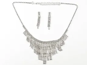 Stylish Chandelier Crystal Statement Earring Necklace Fashion Set