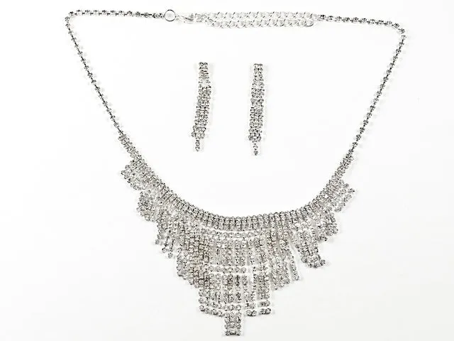 Stylish Chandelier Crystal Statement Earring Necklace Fashion Set