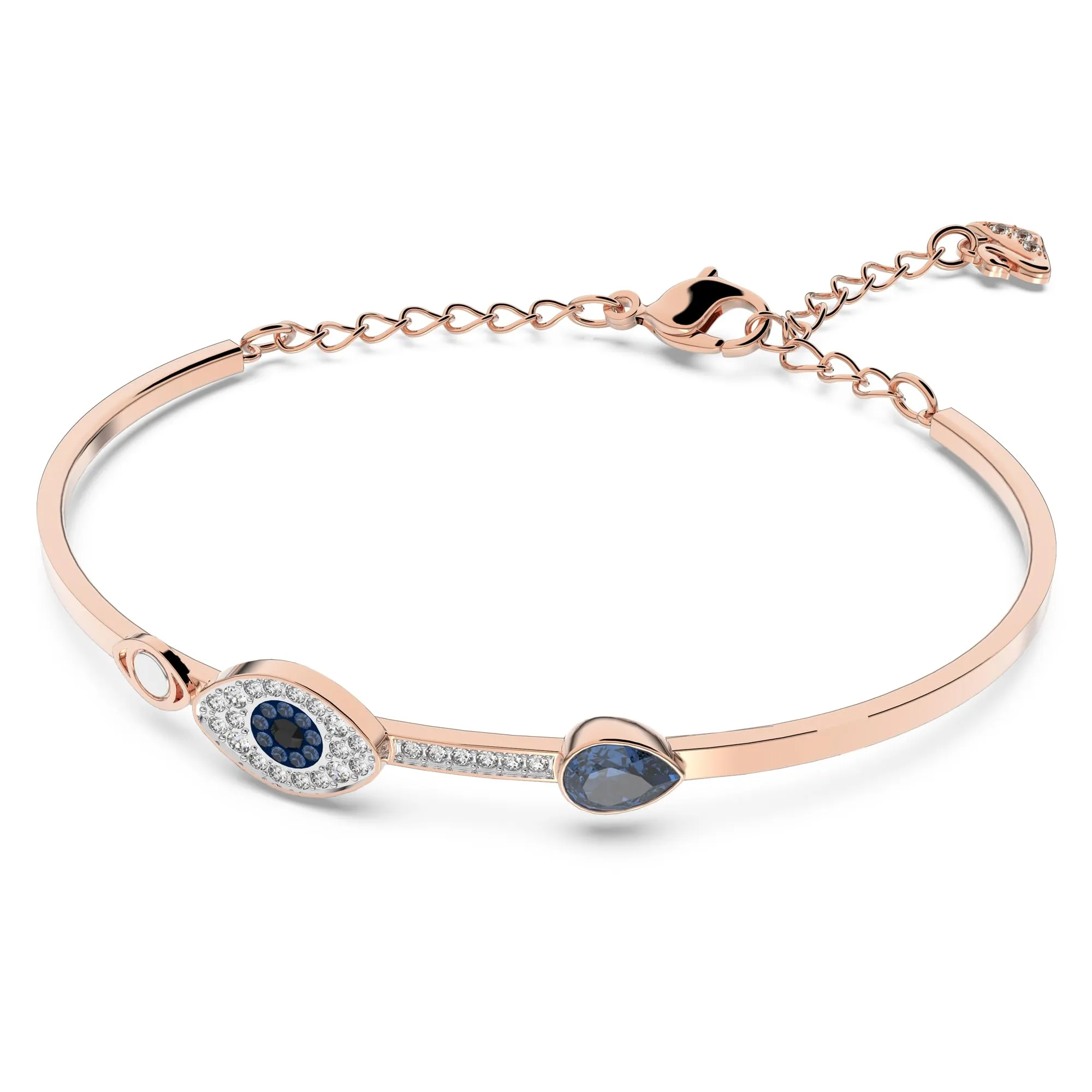 Swarovski Women's Symbolica Evil Eye Bangle Bracelet, Blue Crystal, Mixed Metal Finish, Medium