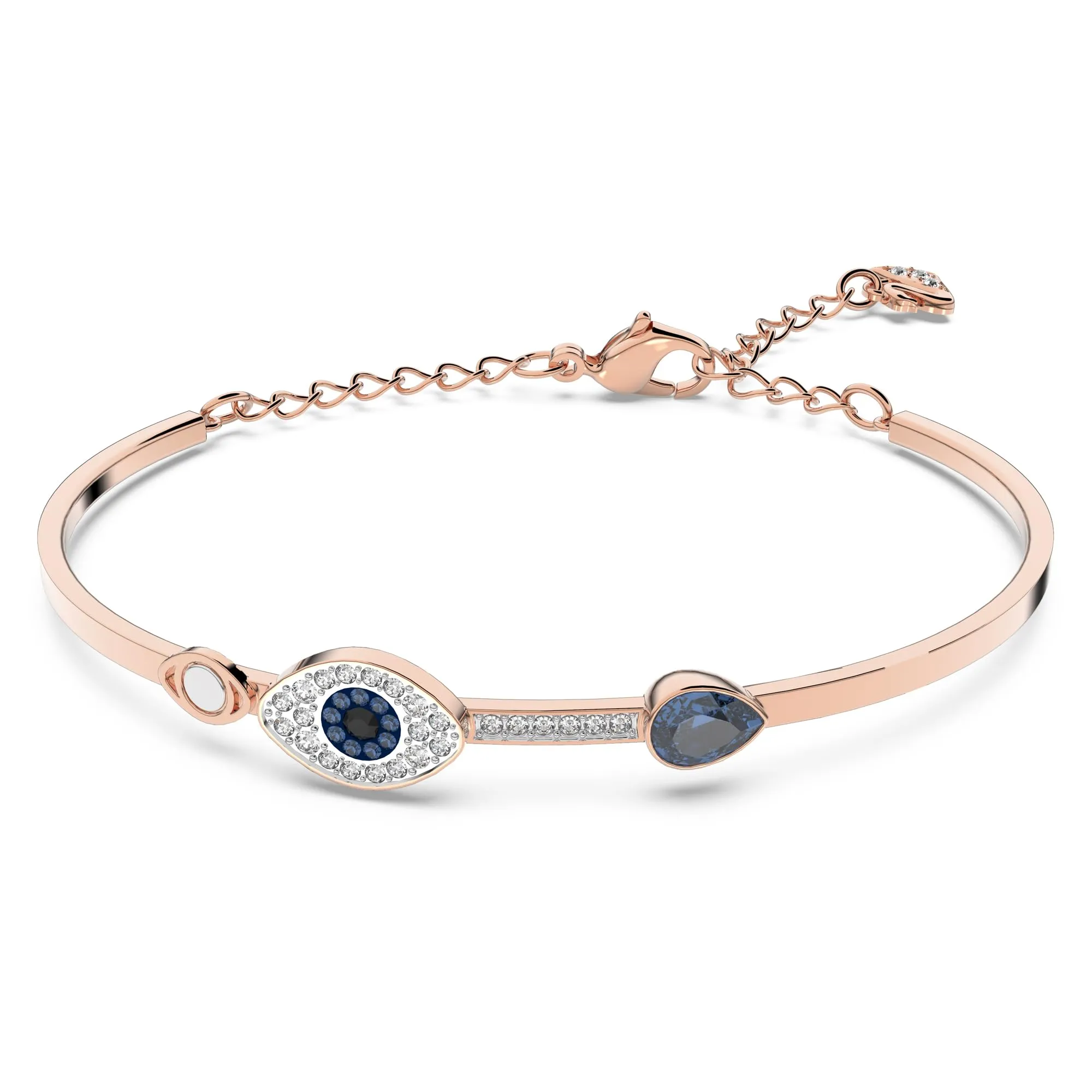 Swarovski Women's Symbolica Evil Eye Bangle Bracelet, Blue Crystal, Mixed Metal Finish, Medium