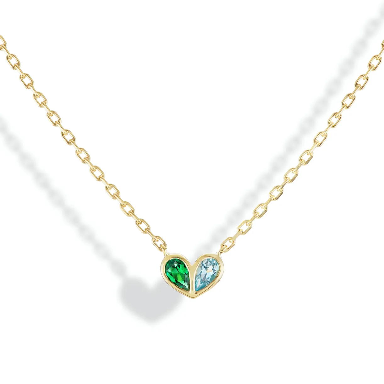 Sweetheart Necklace Emerald & Blue Topaz