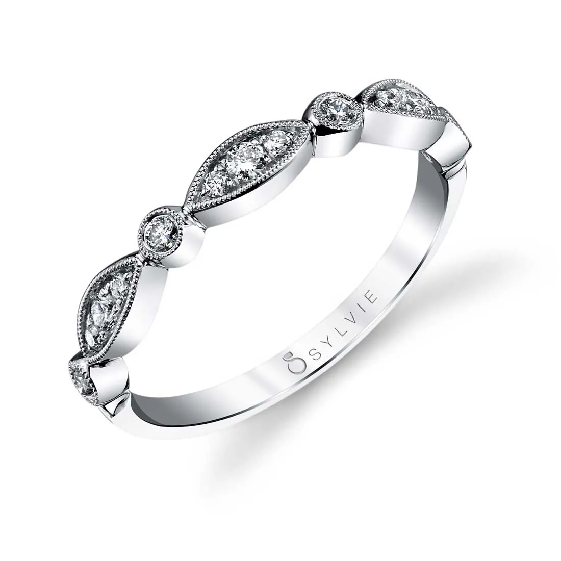 Sylvie Collection 14K White Gold .22ctw Diamond Band (96868)