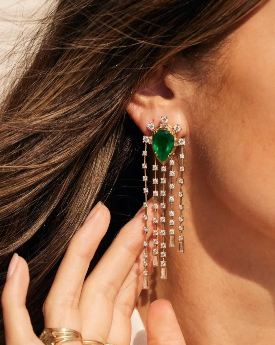 The Bayou Emerald   Diamond Chandelier Earrings