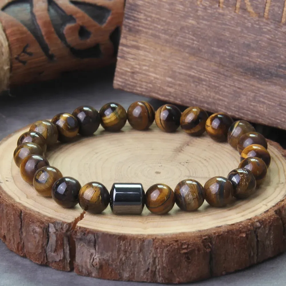 Tiger Eye Men Viking Bracelet