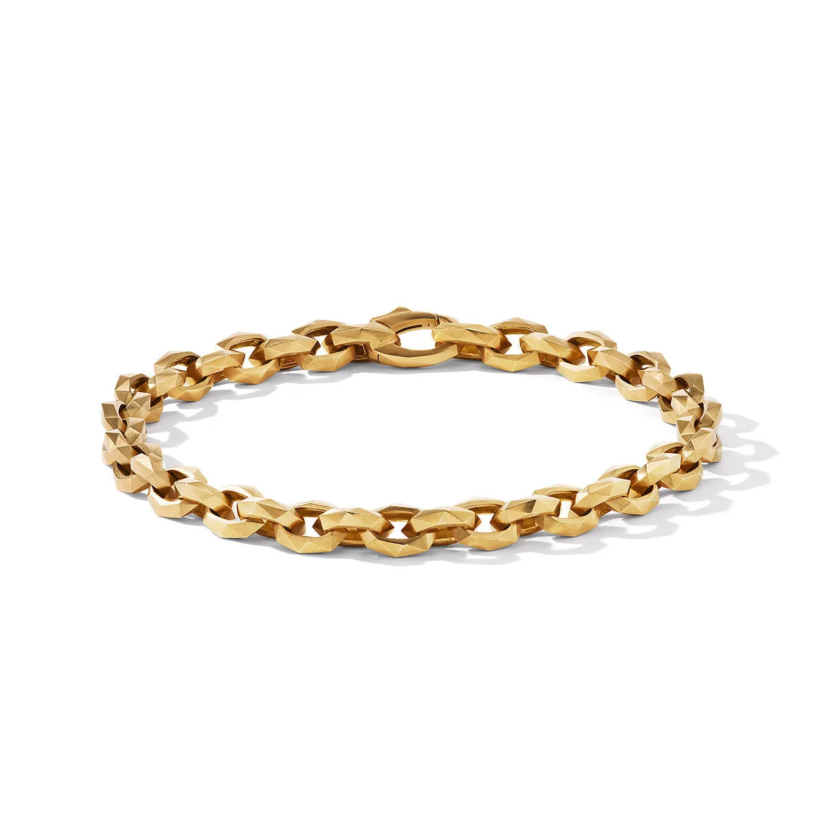 Torqued Faceted Chain Link Bracelet in 18K Yellow Gold