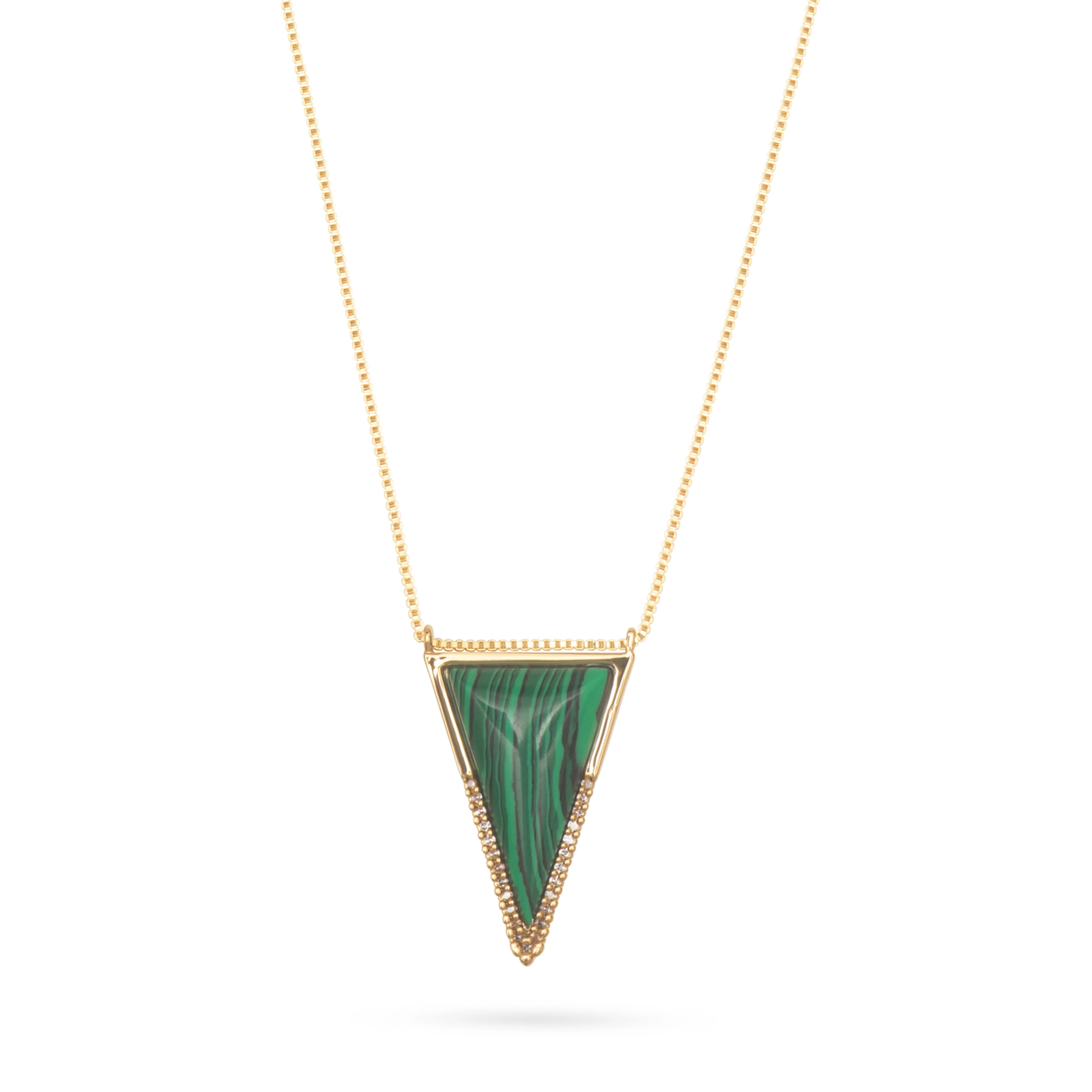 Triangle Pendant Necklace Malachite