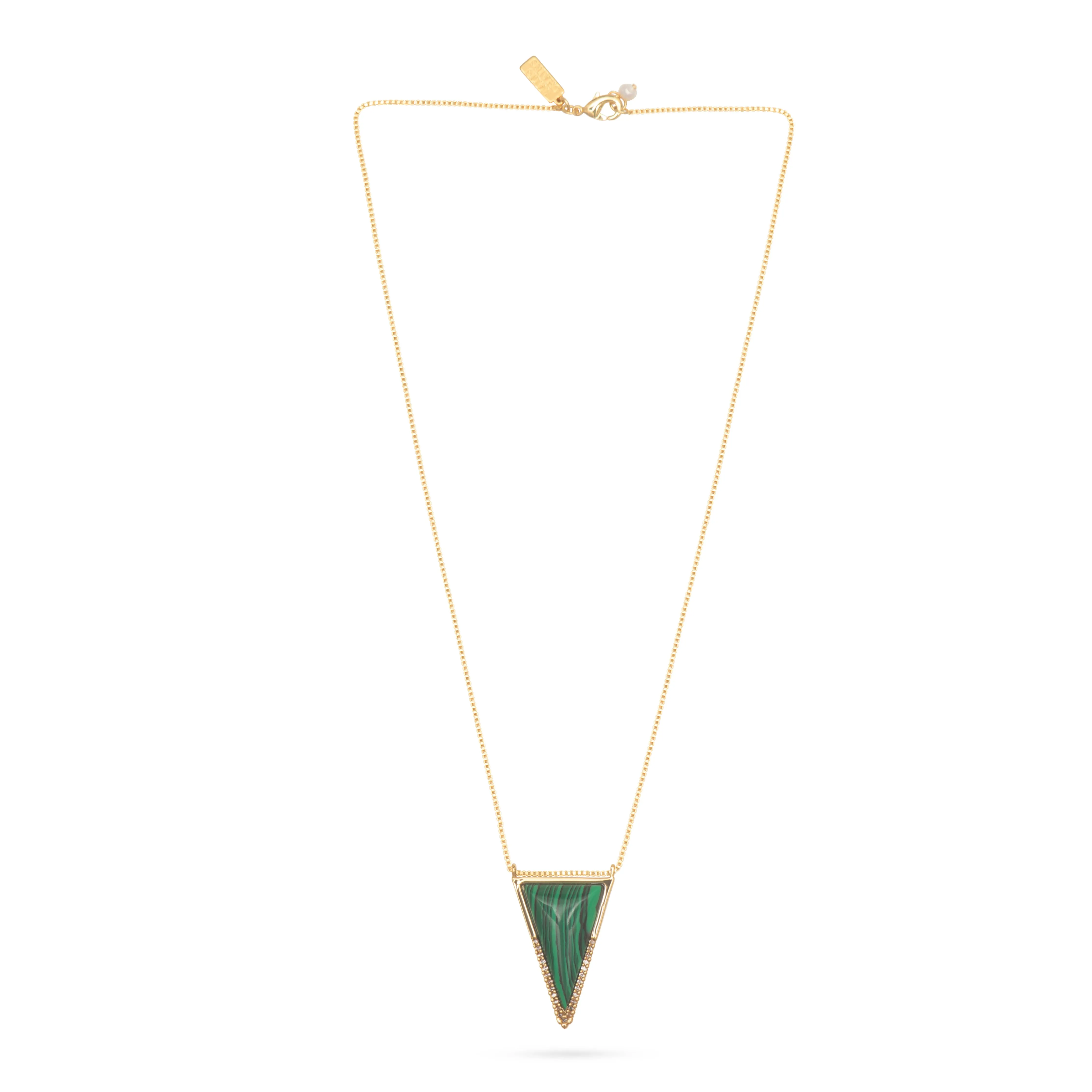 Triangle Pendant Necklace Malachite