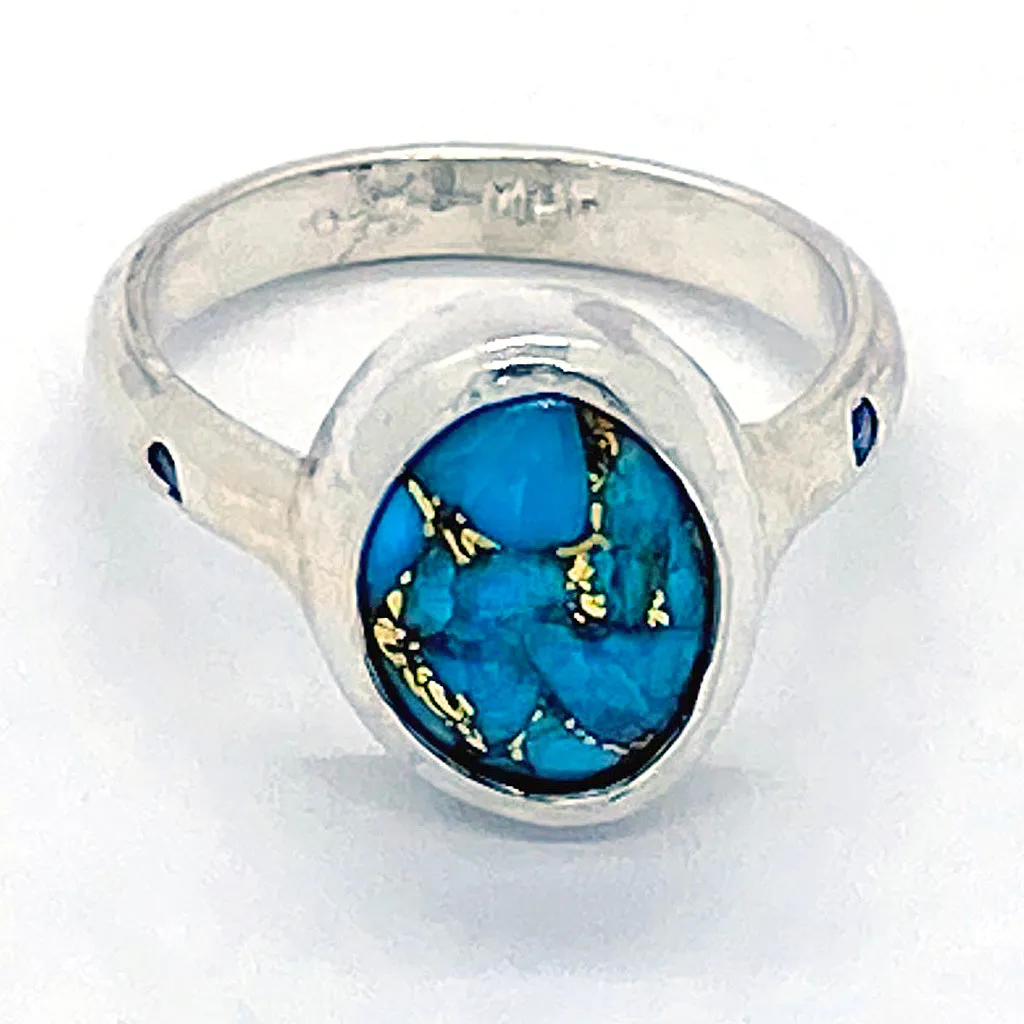 Turquoise & Blue Sapphire Ring (size 6 1/2)