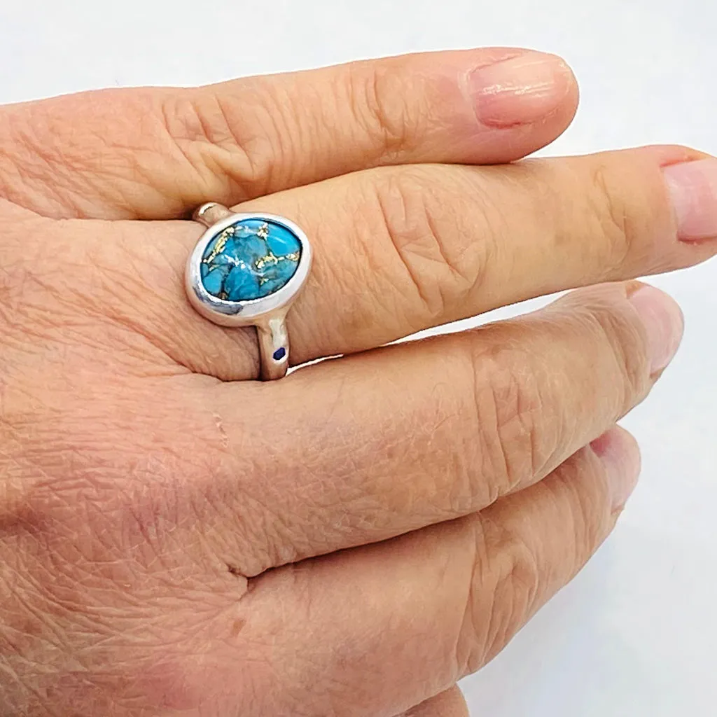 Turquoise & Blue Sapphire Ring (size 6 1/2)