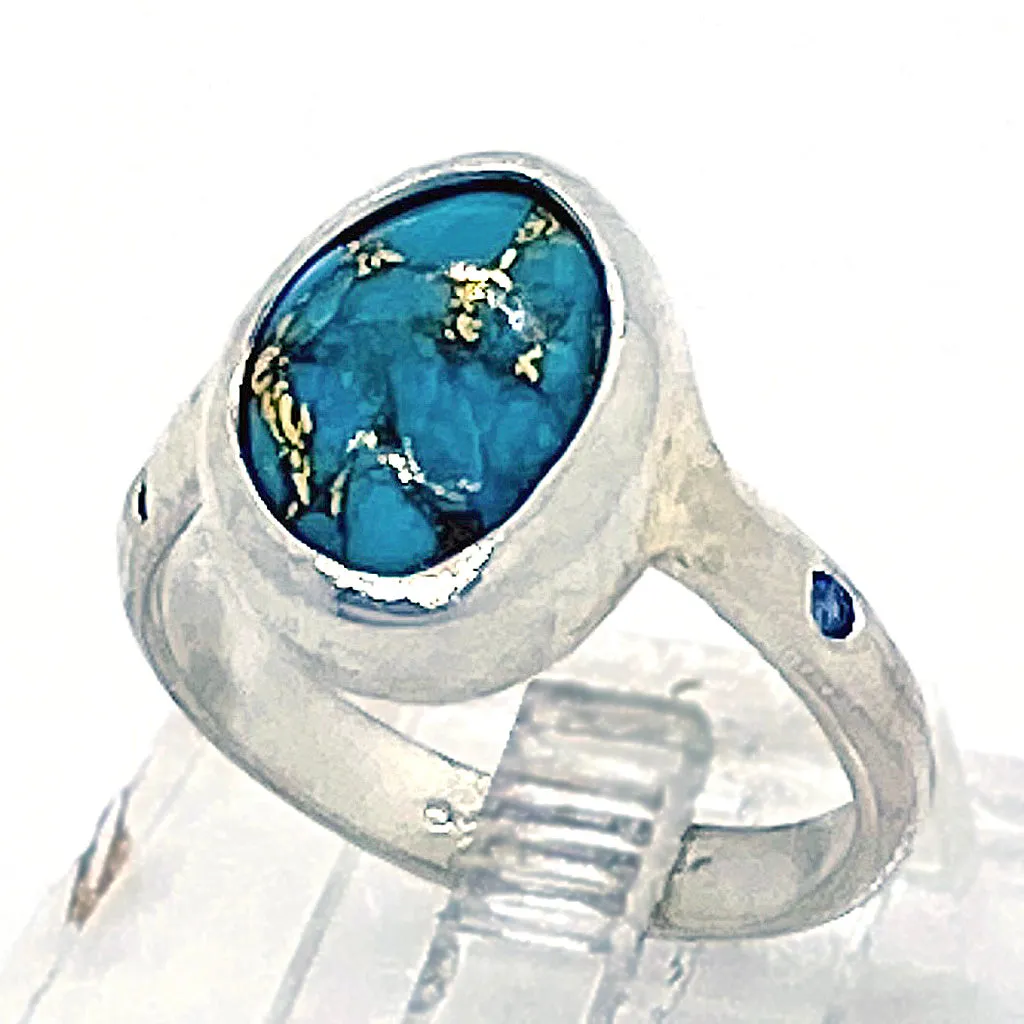 Turquoise & Blue Sapphire Ring (size 6 1/2)