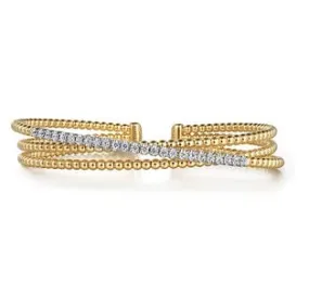 Two Tone Diamond Criss Cross Bujukan Bangle Bracelet