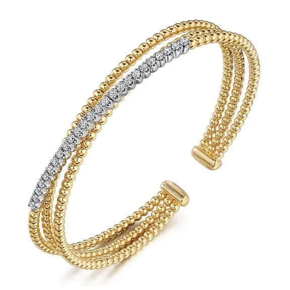 Two Tone Diamond Criss Cross Bujukan Bangle Bracelet