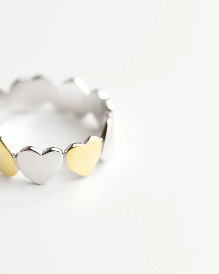 Two Tone Hearts Ring