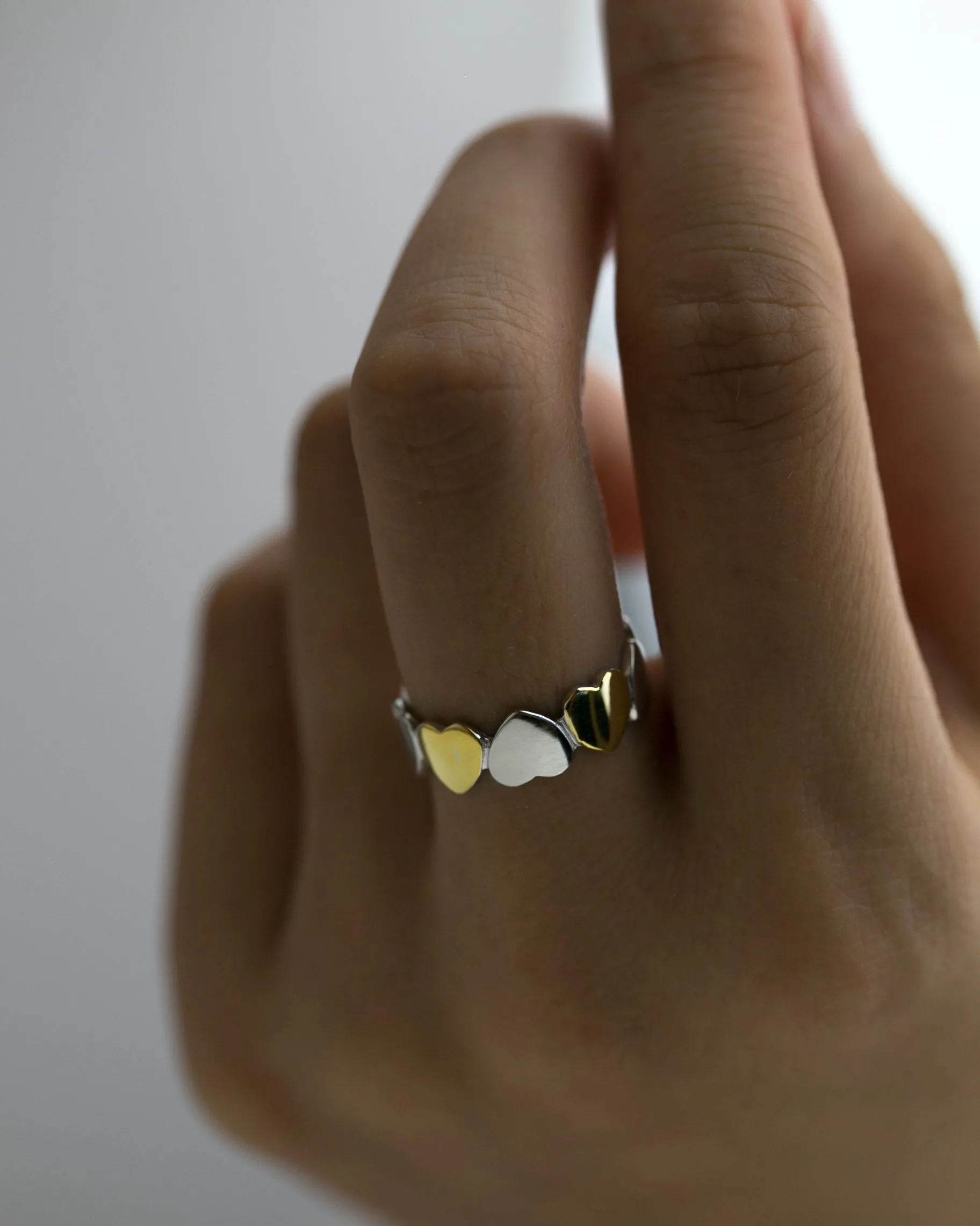 Two Tone Hearts Ring