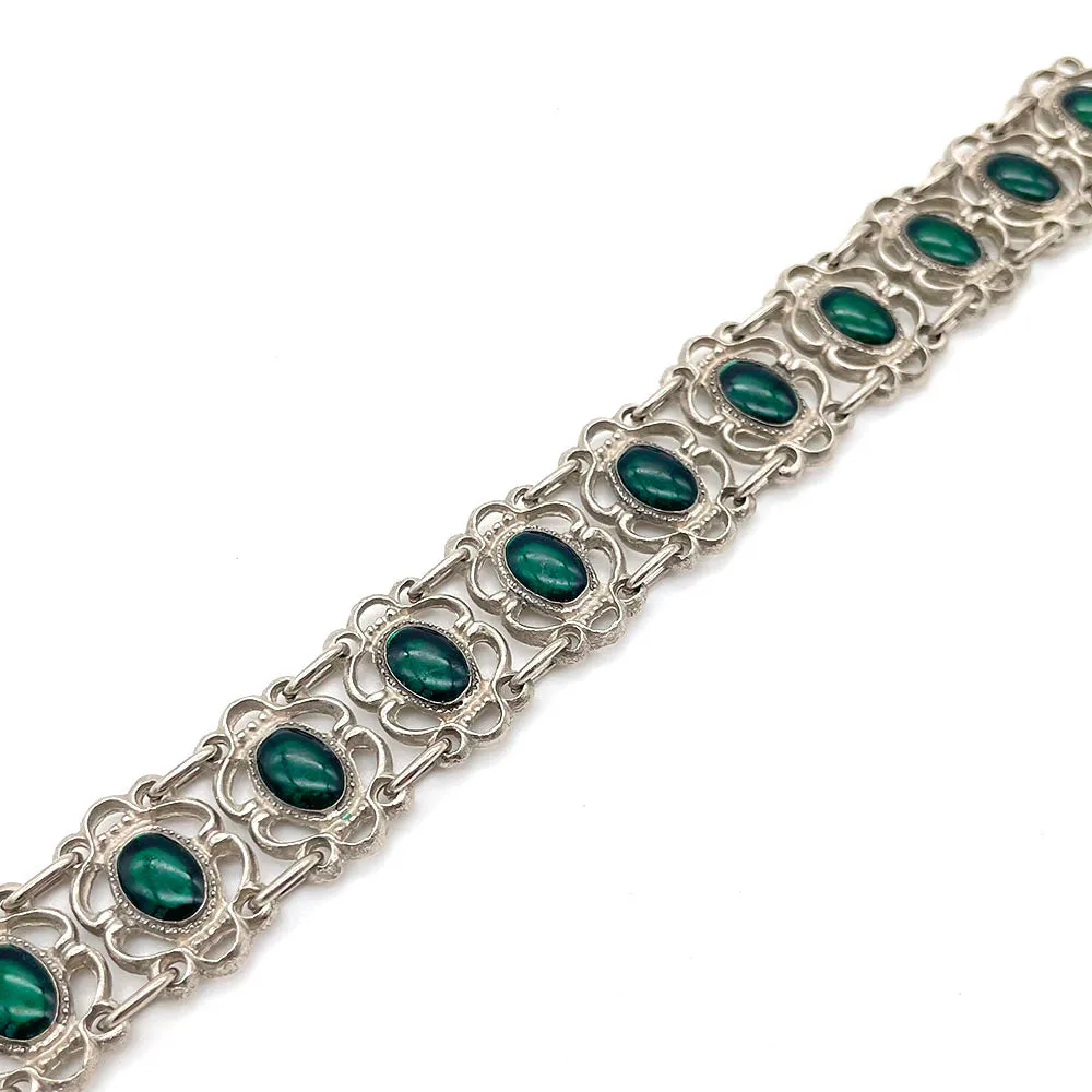 【USA輸入】ヴィンテージ ディープグリーン フィリグリー ブレスレット/Vintage Deep Green Filigree Bracelet