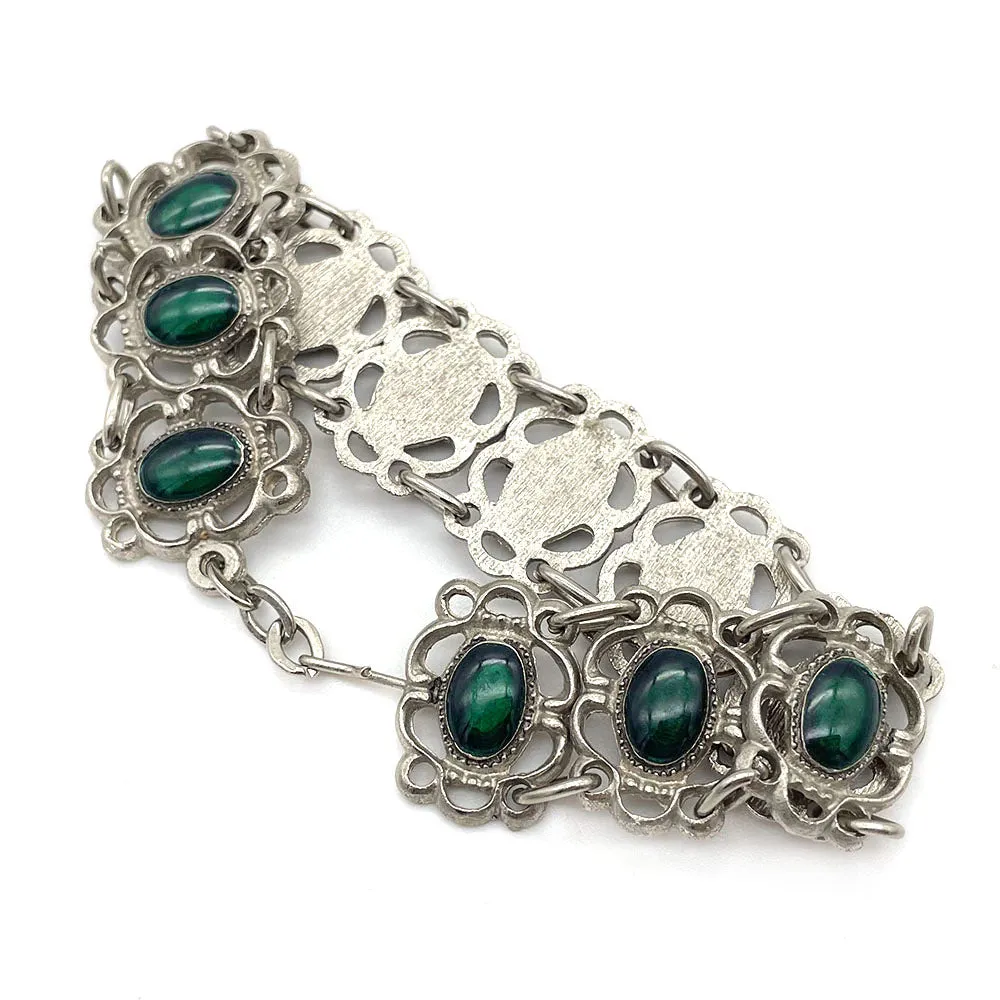 【USA輸入】ヴィンテージ ディープグリーン フィリグリー ブレスレット/Vintage Deep Green Filigree Bracelet