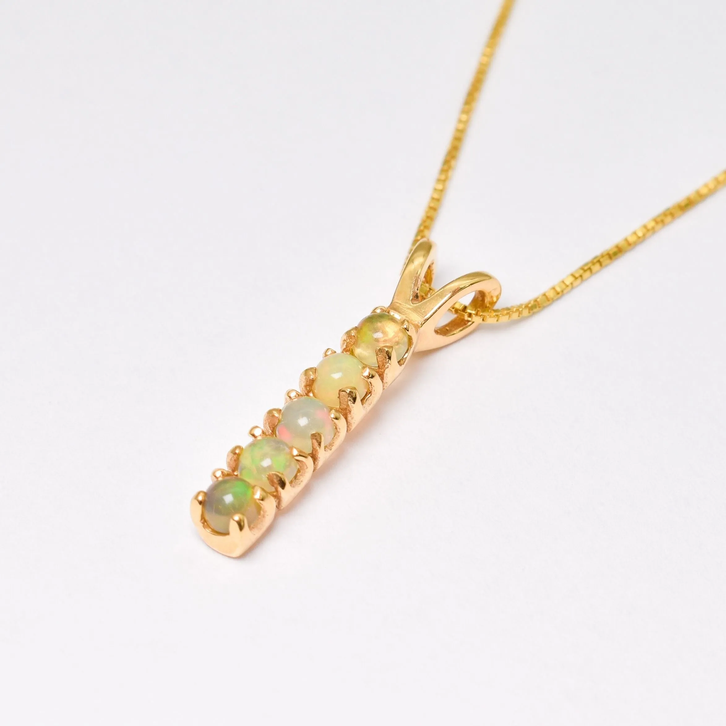 Vertical Fire Opal Pendant - Natural Opal Necklace, Gold Opal Necklace