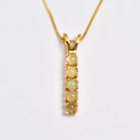 Vertical Fire Opal Pendant - Natural Opal Necklace, Gold Opal Necklace