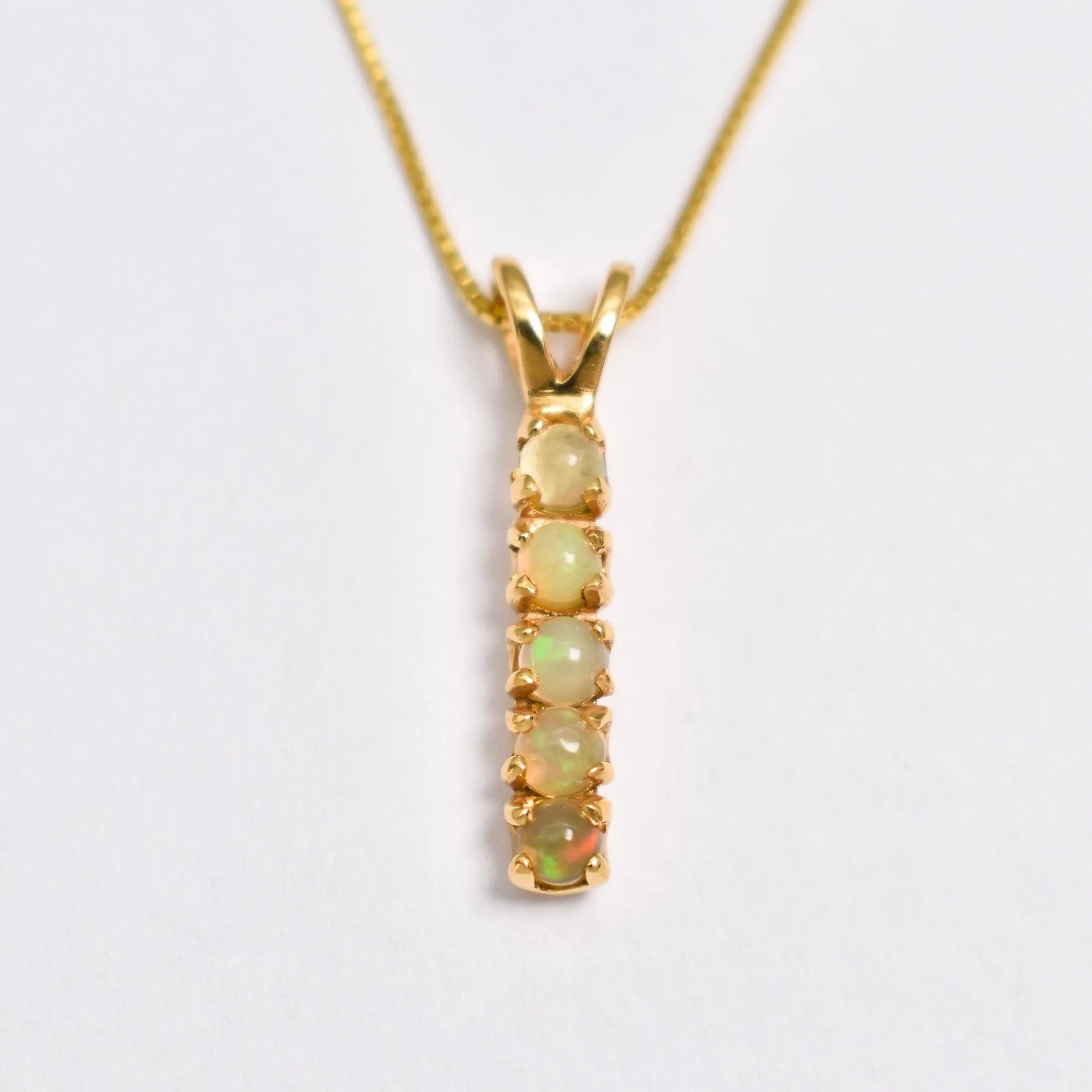 Vertical Fire Opal Pendant - Natural Opal Necklace, Gold Opal Necklace