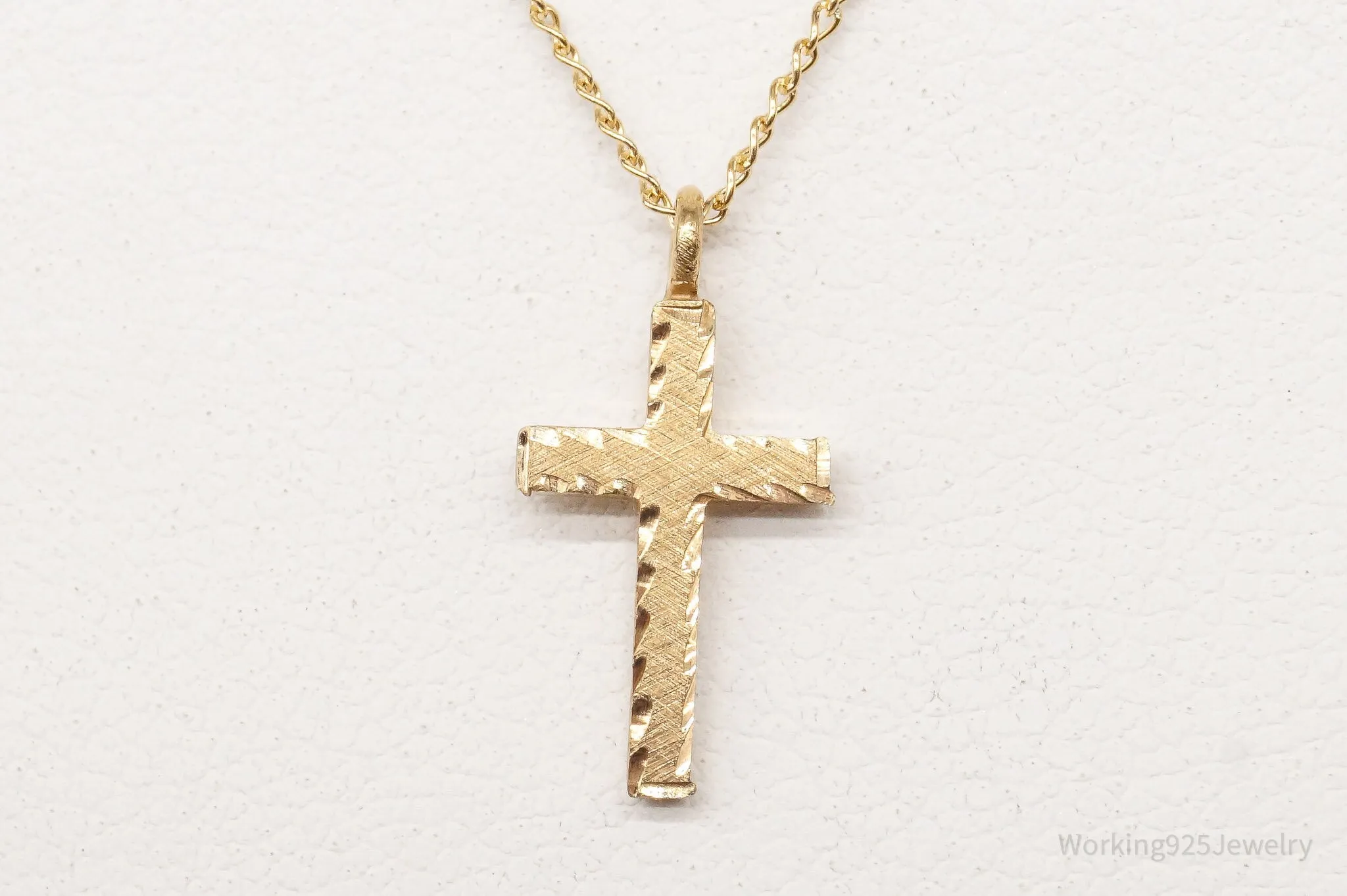 Vintage 14K Yellow Gold Filled Cross Necklace 13"