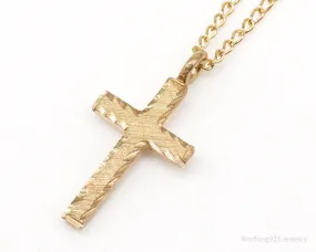 Vintage 14K Yellow Gold Filled Cross Necklace 13"