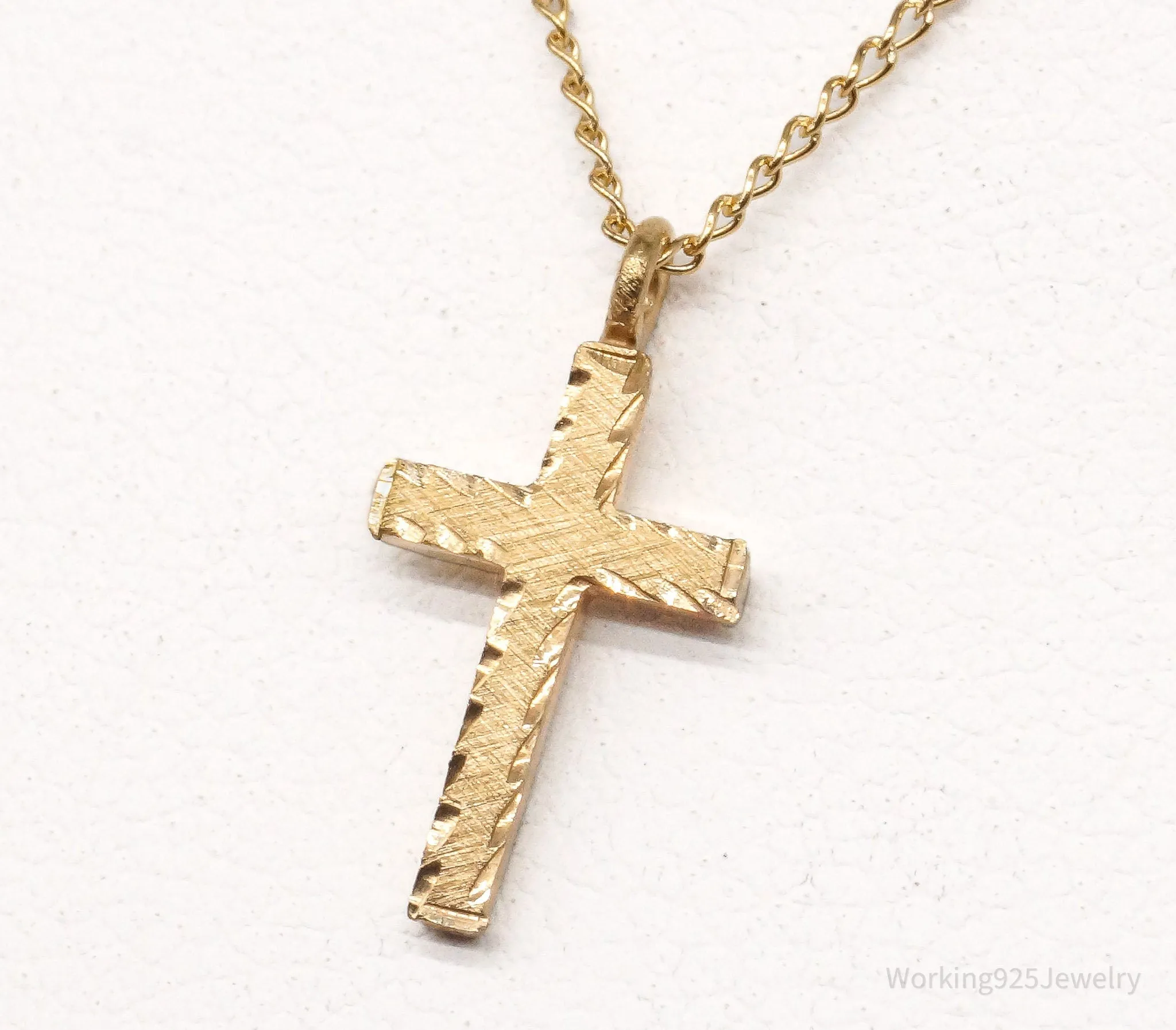 Vintage 14K Yellow Gold Filled Cross Necklace 13"