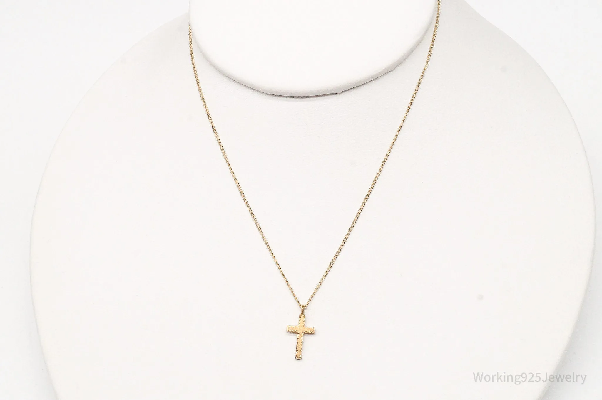 Vintage 14K Yellow Gold Filled Cross Necklace 13"