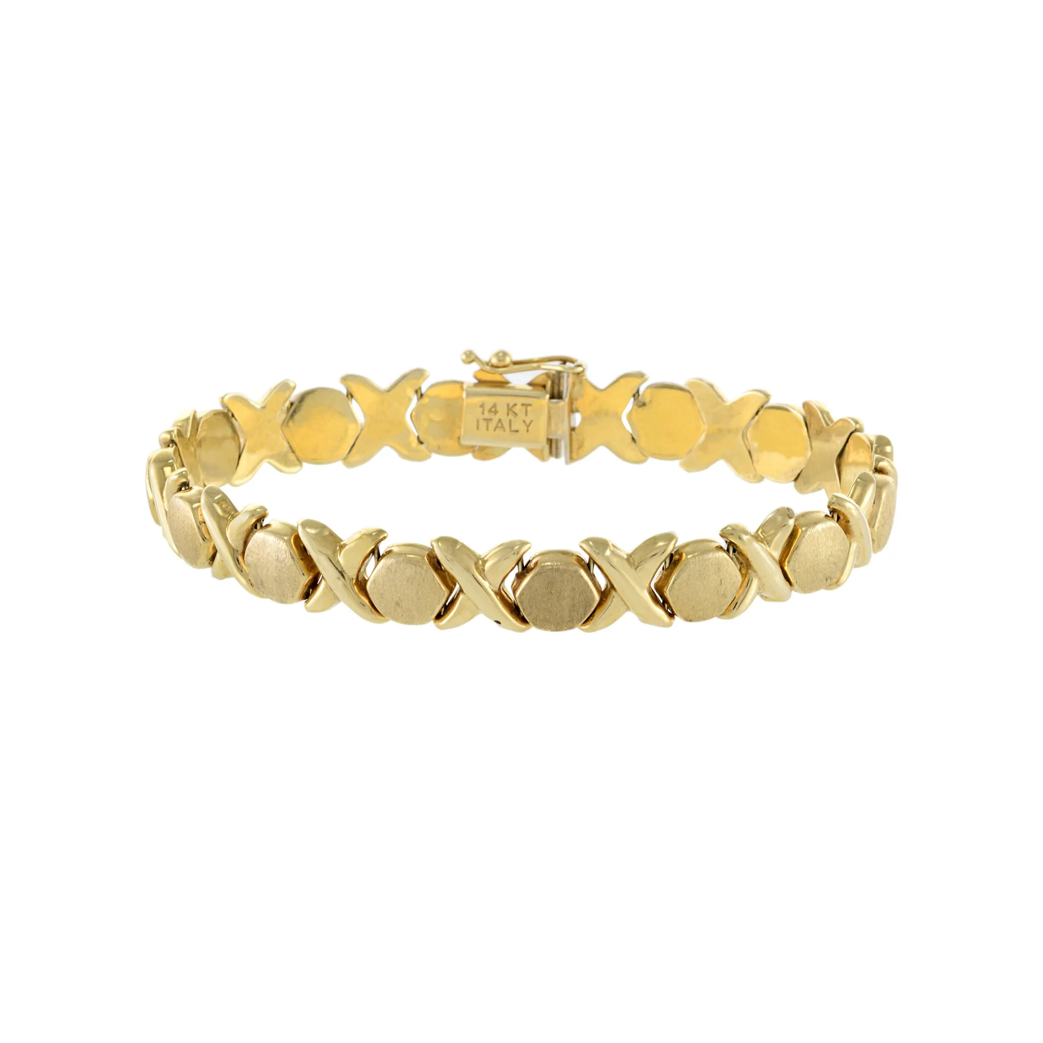 Vintage 14KT Yellow Gold Italian Made XO Link Bracelet