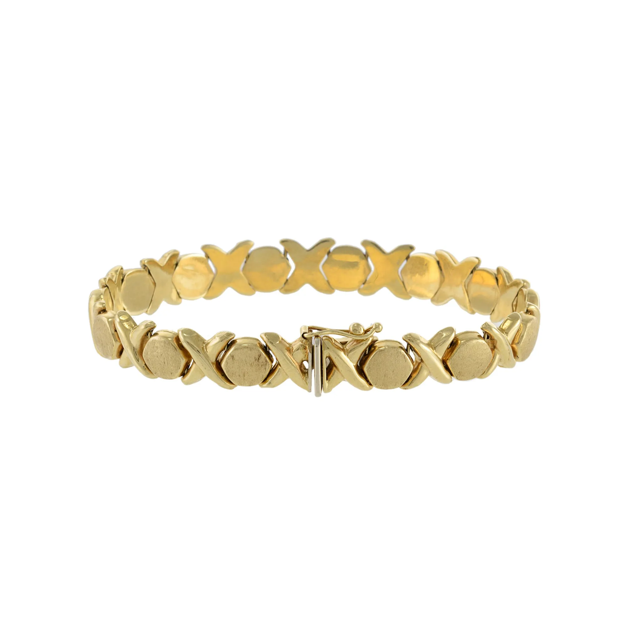 Vintage 14KT Yellow Gold Italian Made XO Link Bracelet