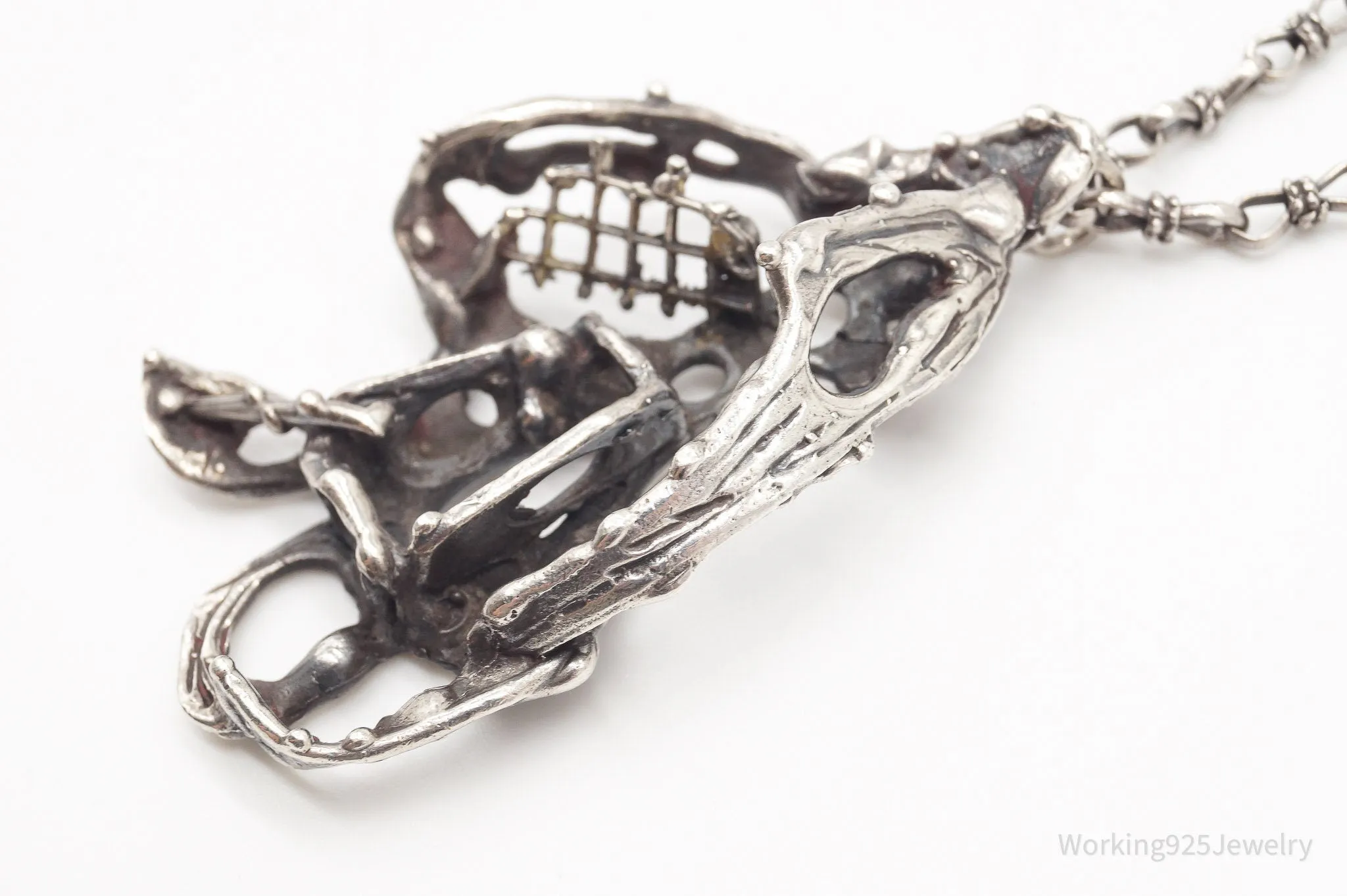 Vintage Brutalist Silver Toggle Necklace