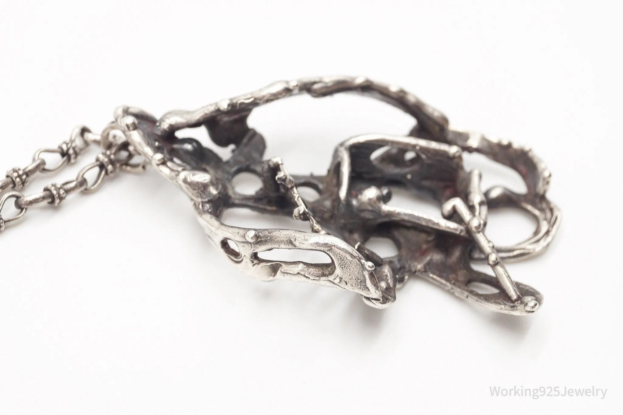 Vintage Brutalist Silver Toggle Necklace