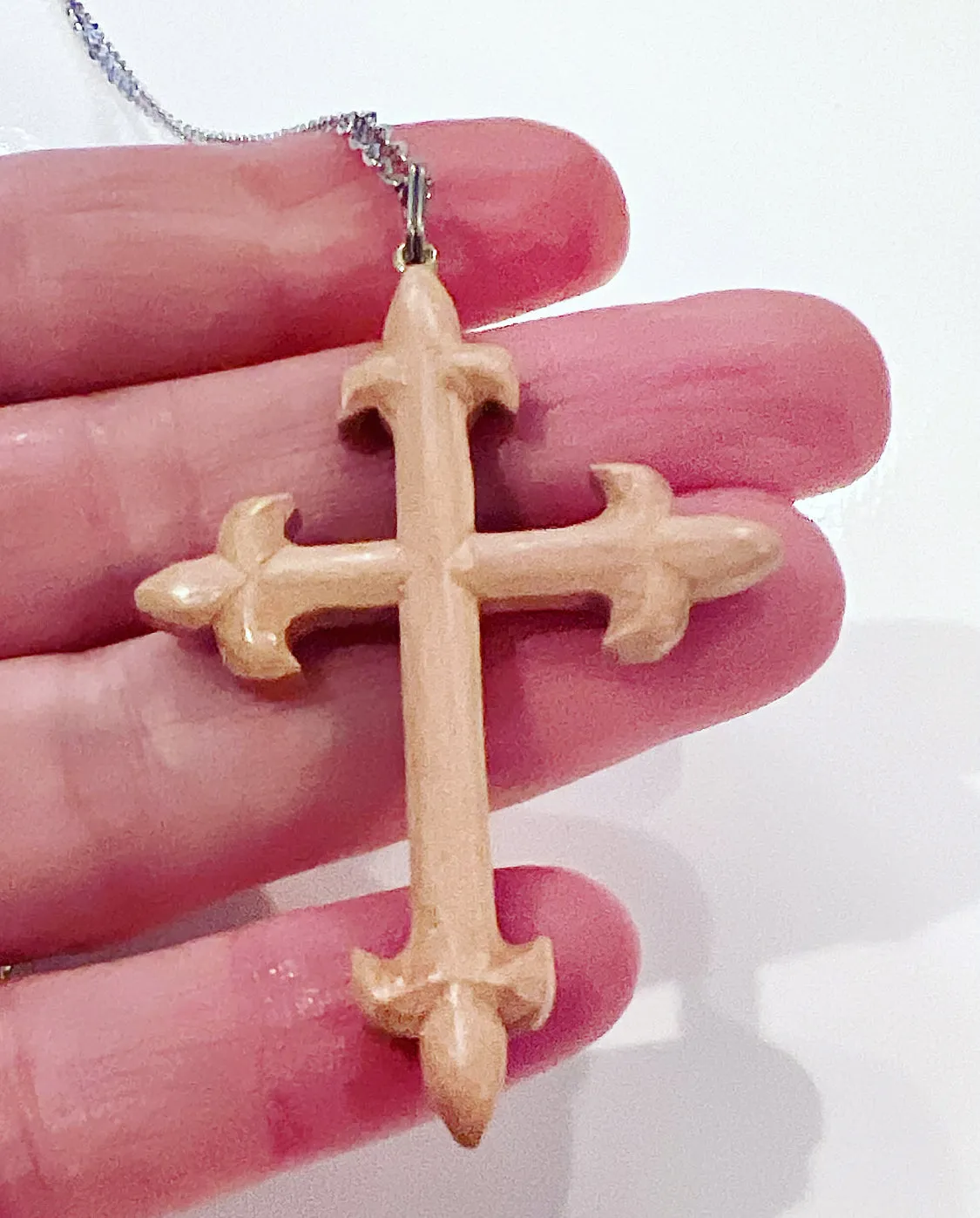 Vintage Celtic Wooden Cross Pendant Necklace