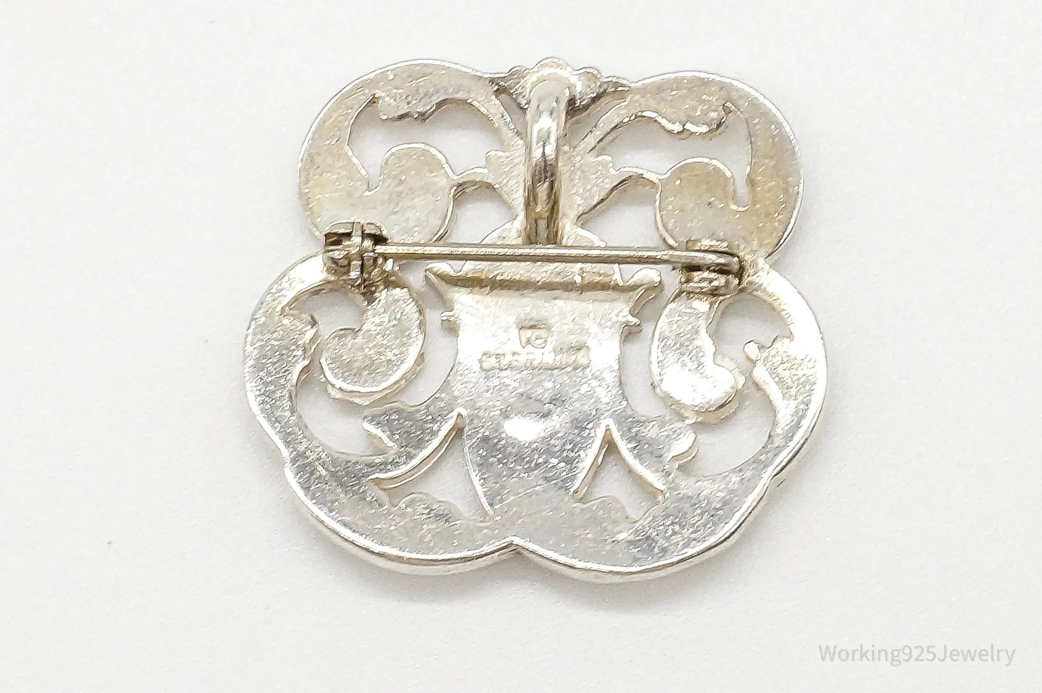 Vintage Designer IC Goddess Etched Sterling Silver Brooch/Pendant