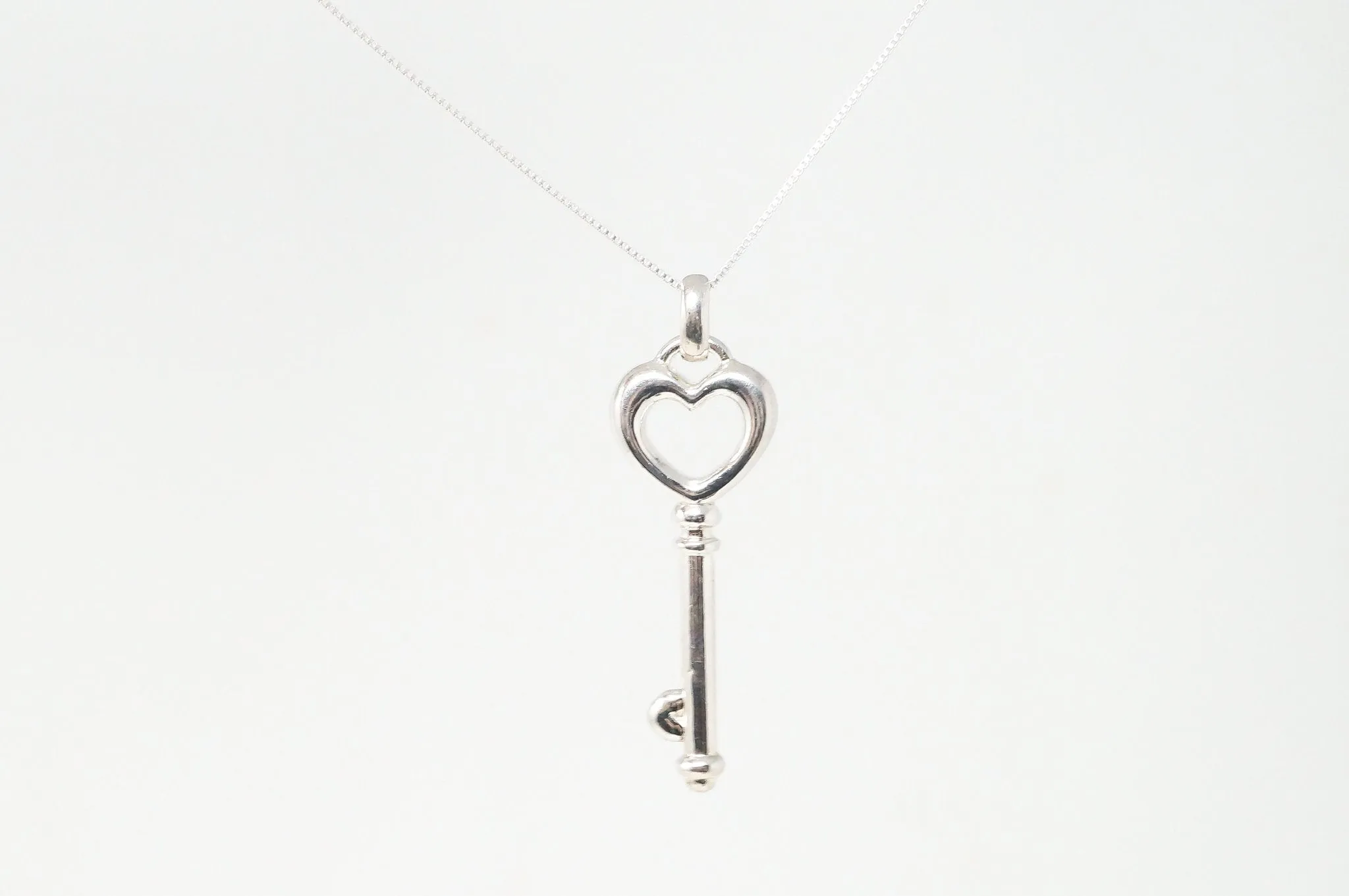 Vintage Designer JCM Key To My Heart Sterling Silver Necklace Pendant