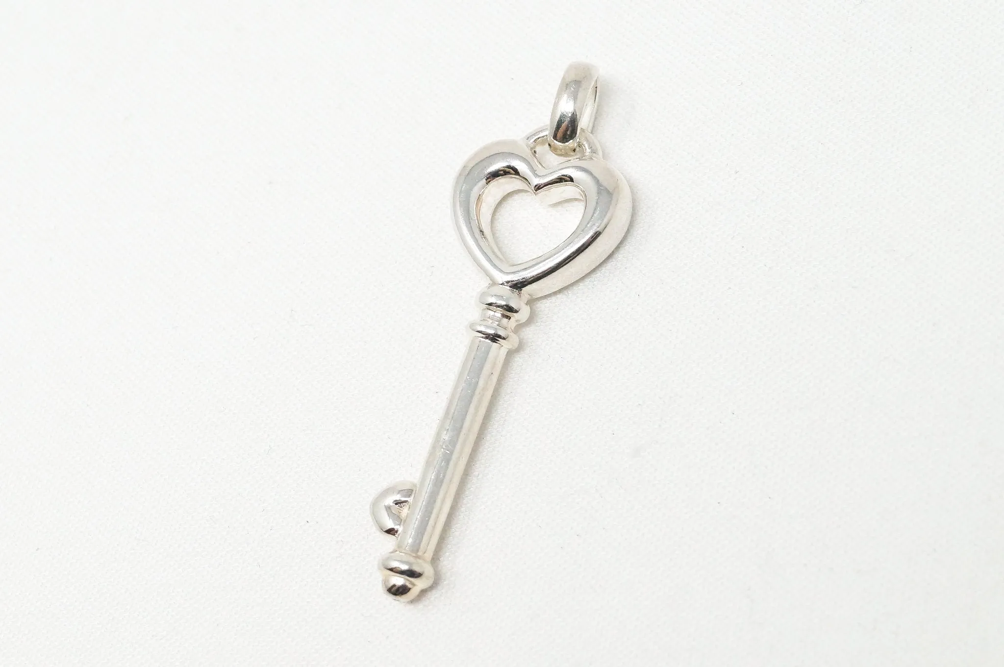 Vintage Designer JCM Key To My Heart Sterling Silver Necklace Pendant