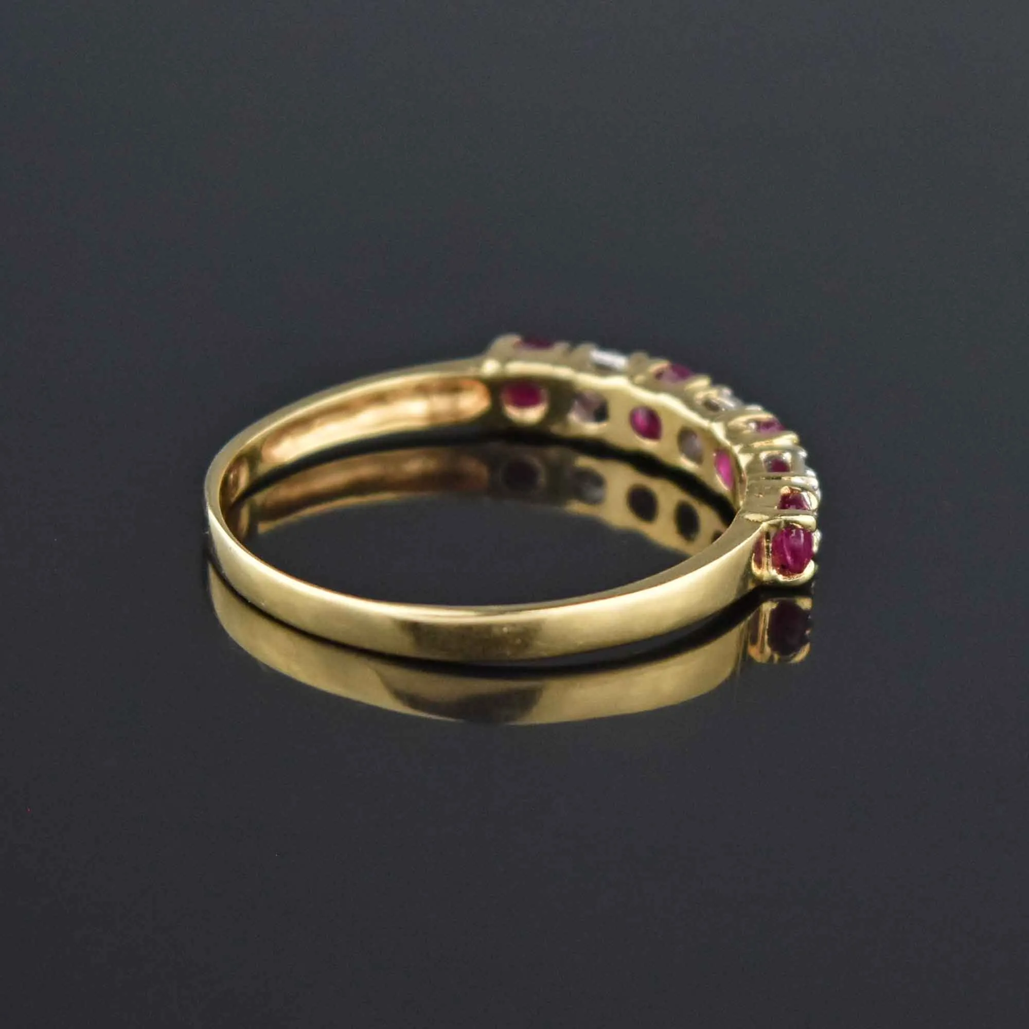 Vintage Diamond Ruby Gold Half Eternity Ring