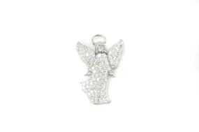 Vintage Guardian Angel Rhinestone Sterling Silver Necklace Pendant